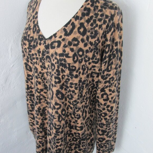 Charter Club 100% Cashmere Pullover Sweater Brown Leopard/Animal Print Womens 2X - Picture 2 of 5